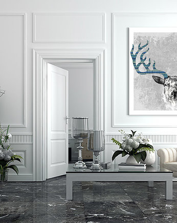 OBRAZ NA PŁÓTNIE - JELEŃ DEER- 80x80cm, LUdesign gallery