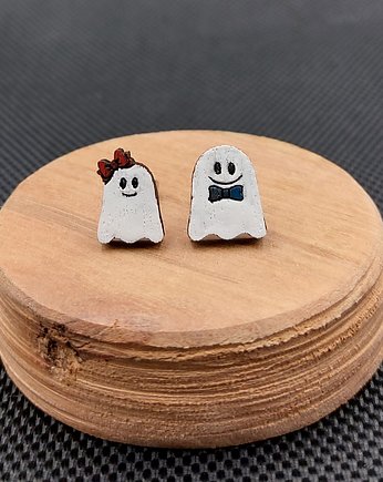 Kolczyki drewniane asymetryczne DUSZKI, SIAMIL ART