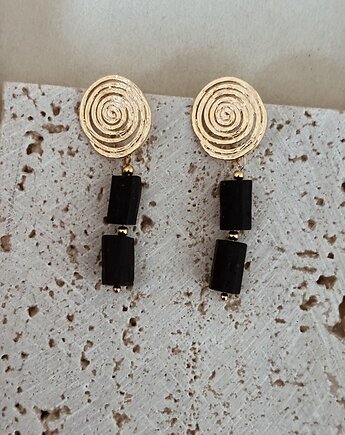 Kolczyki pozłacane Turmalin Czarny, Chmolowska Jewellery