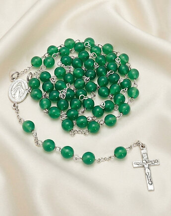 Ręcznie robiony, zielony różaniec, srebro 925, naturalny malachit (6mm), Yamira Art Studio