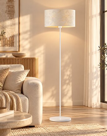 Lampa stojąca z tkaninowym abażurem w stylu glamour WERONA MARMUR, LYSNE