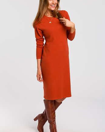 Sukienka z długimi rękawami-ruda(S-178), STYLE