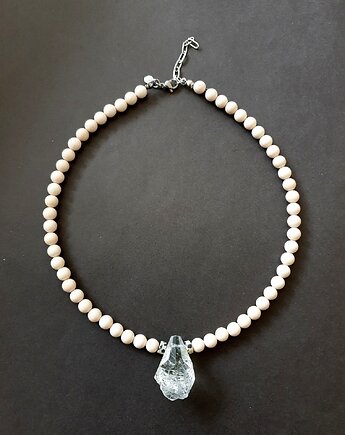 Naszyjnik z wisiorem ROOTS kamień rzeczny, prasiolit, modesign