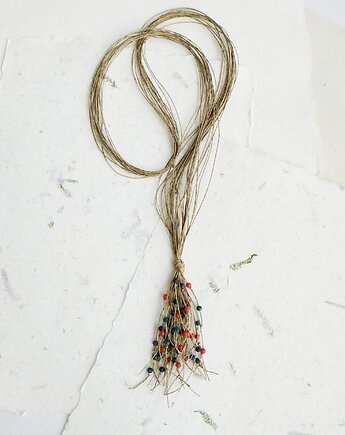 Koral i chryzokola Dłuuugi Naszyjnik lniany, galeria nuit