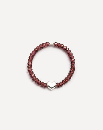 Pierścionek z granatami i srebrnym serduszkiem Wild Hearts, ANIMALKINGDOM