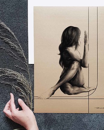 pozycja Mędrca  joga grafika print papier kraft, zew.gallery