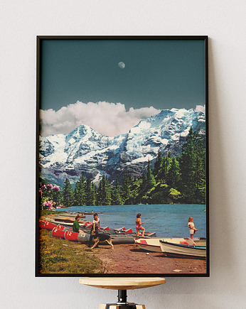 Plakat podróżniczy - Jezioro -  Kolaż do salonu, sypialni, gabinetu, DAPIDOKA