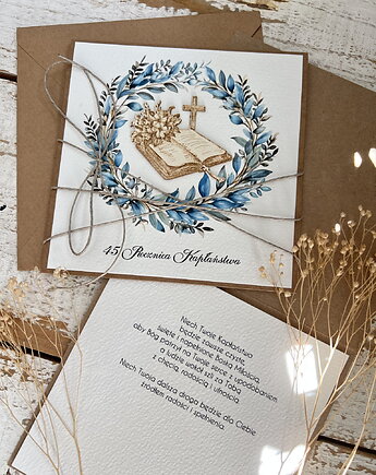 Ręcznie robiona kartka dla księdza  z życzeniami na 45 rocznicę święceń, sorte