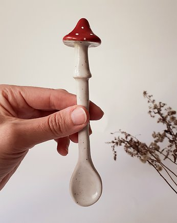 Łyżeczka ceramiczna z grzybkiem , muchomor, Sztuka Dzielna