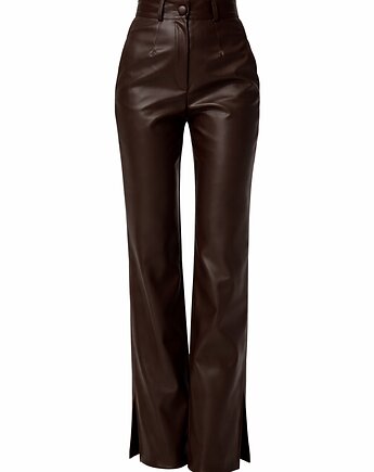 Spodnie damskie z eko-skóry Brązowy Szyk, Elizka Store