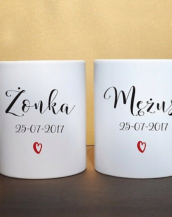 Kubki na rocznicę ślubu z datą dla męża i żony, Sowia Aleja