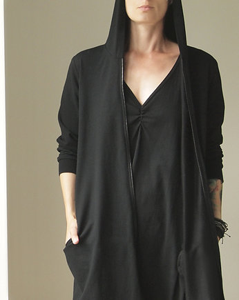 Kaptur długi rozpinany czarny, ONE MUG A DAY