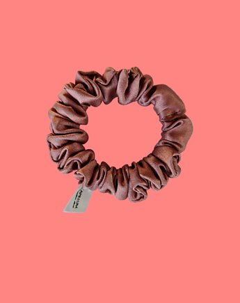 Gumka jedwabna, scrunchie, gumka do włosów, gumka satynowa różowy beż MINI, Capillum