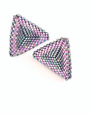 Kolczyki Trójkątne Sztyfty "Mistyczna Orchidea", Bead Wonderful