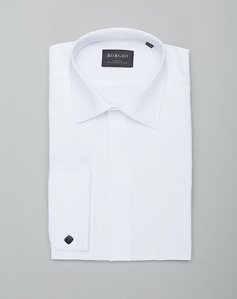 Koszula na spinki fabrizia 00414 biały slim fit, BORGIO