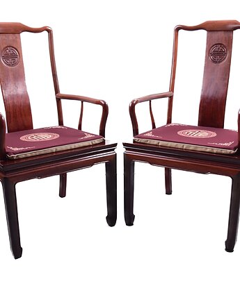 Para krzeseł chińskich ze znakiem Shou lite drewno orientalne 98x56x50x42cm, Strzecha