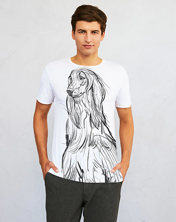 Afghan chart Dog Men's T-shirt white, SELVA