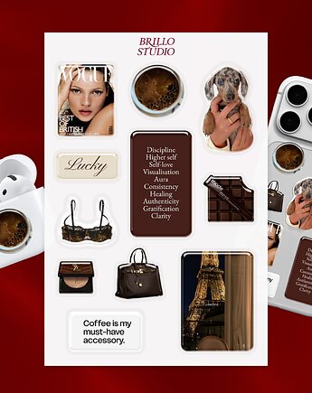 Zestaw naklejek 3D Espresso Girl , brillo