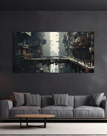 Futurystyczna Japonia, Cyberpunk - Plakat - Loft, Minimalizm, Black Sapphire Art