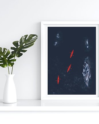 Kajakiem przez Fiordy - Plakat A3, autorska grafika, Anka Bednarz
