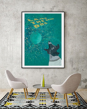 Łajka, kosmiczny pies - plakat 61x91 cm, minimalmill