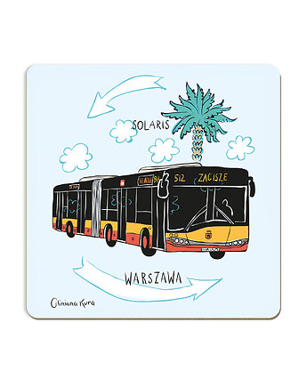 Podkładka pod kubek Warszawa Autobus Solaris Urbino 18, Gliniana Kura