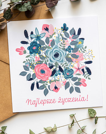 Kartka z kwiatami "Najlepsze życzenia!", Patrycja Łata