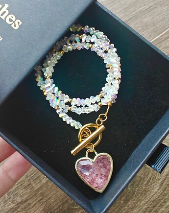 Klasyczny z kryształków duża zawieszka serce, NESSING handmade