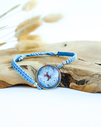 Kula z kwiatami Niezapomianjki i płatkami srebra, Lovely Jewellery