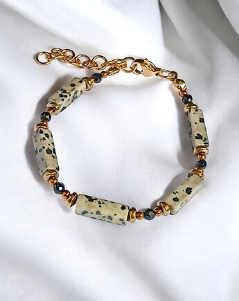 Jaspis dalmatyński, turmalin, hematyt: bransoletka, kaktusia