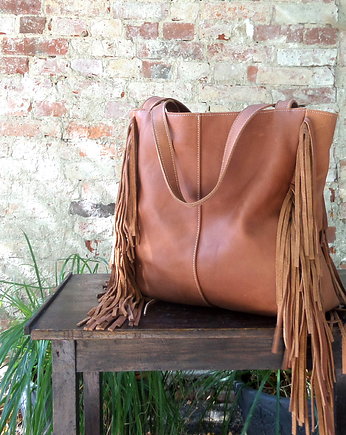Boho bag skórzana torba z frędzlami, Łagoda