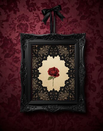 PLAKAT dekoracja gotycka  róża sztuka ścienna koronka, black dot studio