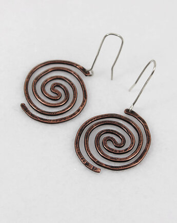 Wężowy - miedziane kolczyki lub klipsy - unikat, Caltha