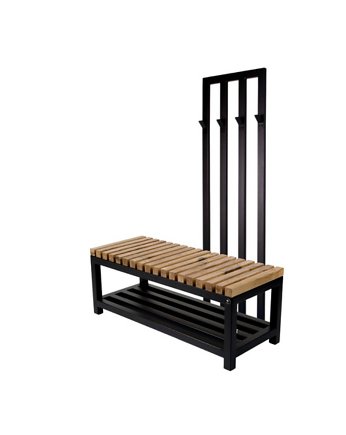 Ławka Metalowa Z Wieszakiem Loft Siedzisko Drewno Lite Dąb LM-80, EMRA WOOD DESIGN