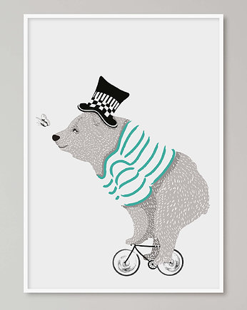 Plakat dla dziecka "Miś na rowerze", Pas De LArt