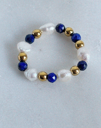 Pierścionek elastyczny Lapis Lazuli, Chmolowska Jewellery