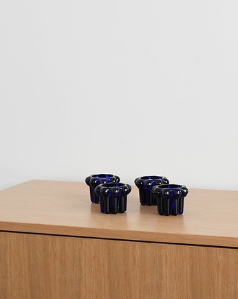 Zestaw świeczników kobaltowych, francuski design, lata 70, produkcja: Reims, Przetwory design