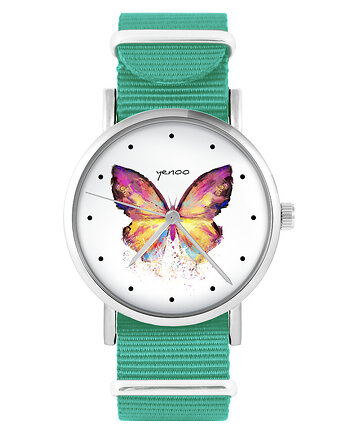 Zegarek - Motyl - turkusowy, nylonowy, yenoo