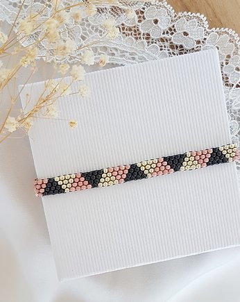 Bransoletka trójkąty szaro-różowe, LEI handmade 