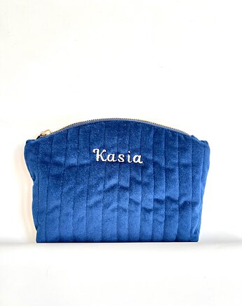 Kosmetyczka personalizowana imieniem welurowa granatowa, RUDNIK