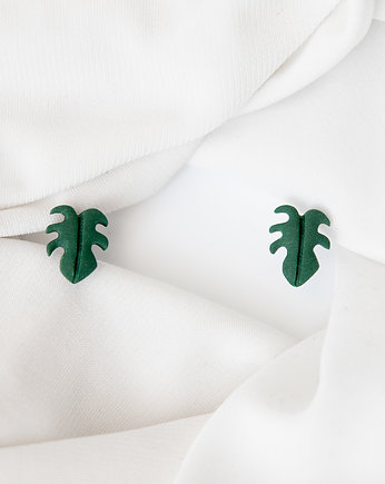 Kolczyki sztyfty zielone liście, Variegata Design