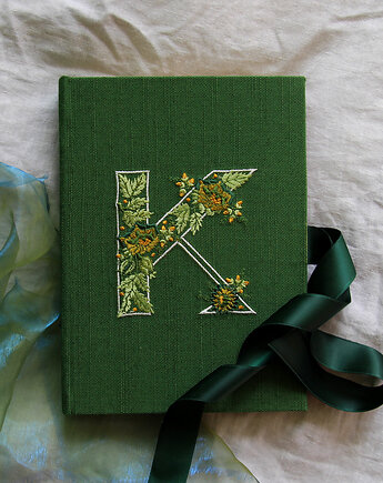 Notes z Twoim inicjałem personalizowany haftowany zielony, ZAMIŁOWANIA - Spersonalizowany prezent