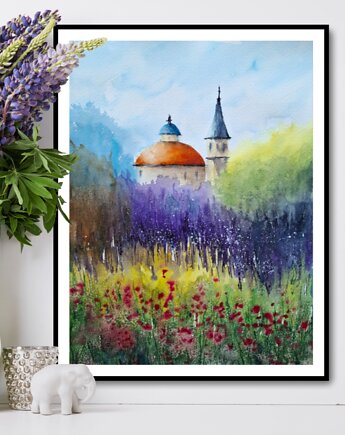 Obraz akwarelowy "Wieże" 40x30 cm, Betańska Studio