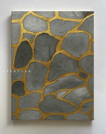 Obraz PIEDRAS - struktura w kolorze SZAROŚCI I ZŁOTA, art and texture
