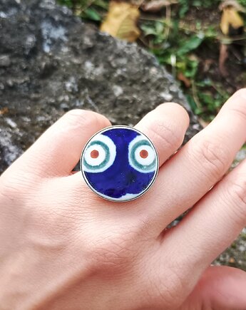 Pierścionek Bolesławiec, biżuteria z talerzy