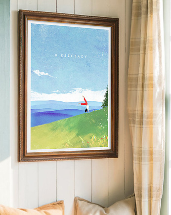 Bieszczady - w górach z pozytywną energią - plakat fine art, minimalmill