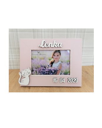 Ramka z metryczką - Kotek - Rm18, Prowansalska Manufaktura