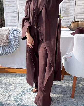 Długie lniane kimono, Nature Bed