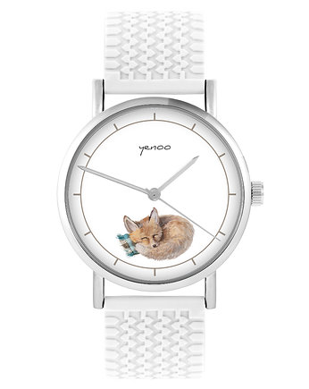 Zegarek - Lisek - silikonowy, biały, yenoo