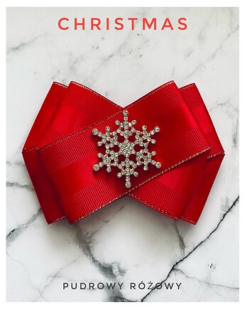 Brosza ze śnieżynką gwiazdką Mikołajki Święta, Pudrowy Różowy